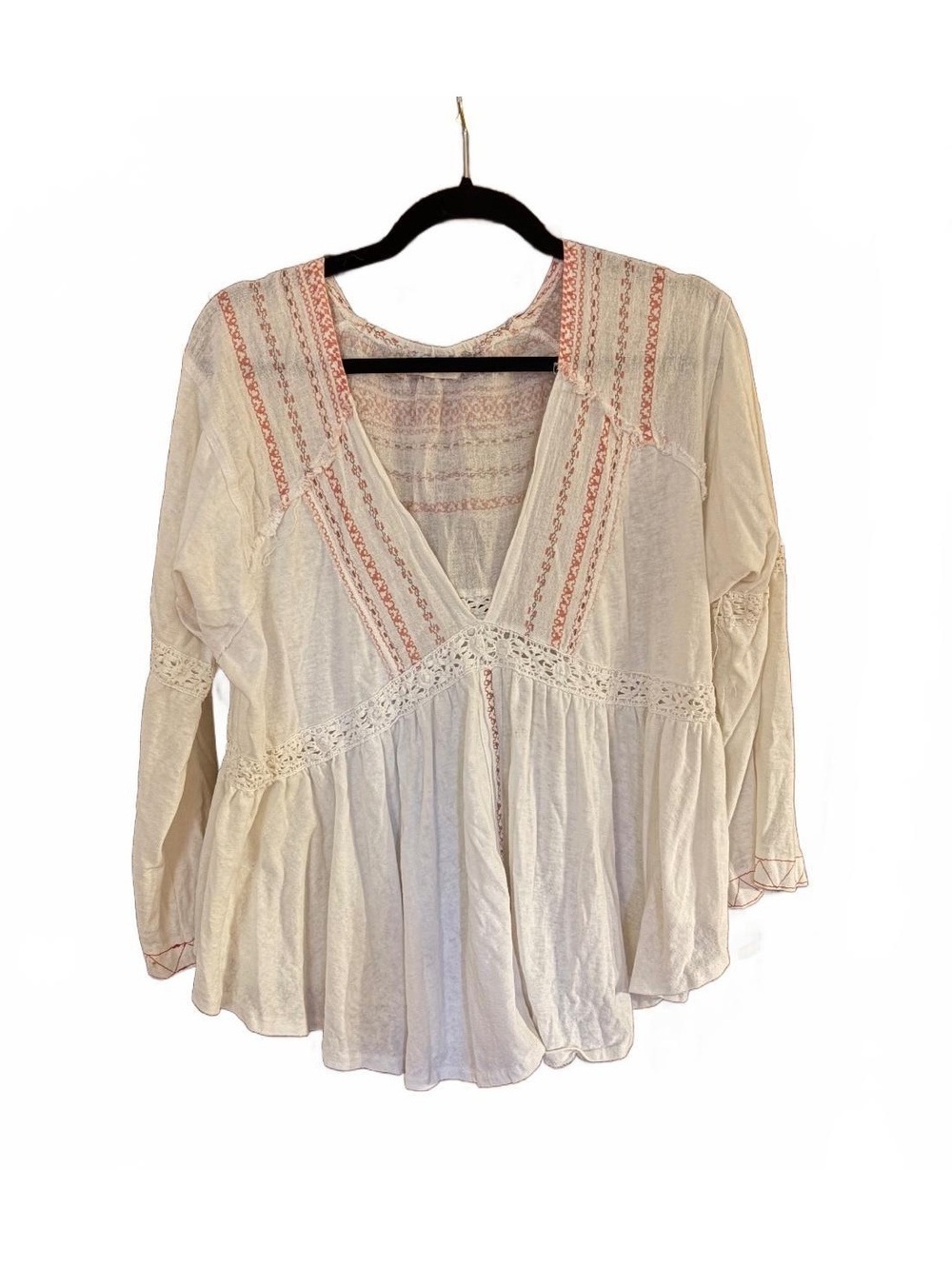 Altar'd State White Embroidered Boho Blouse Size Small